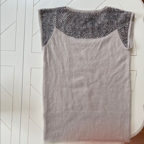 French Connection Light Gray Sequin and Beaded Angora sleeveless sweater - Picture 6 of 8